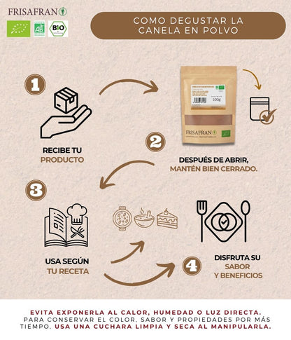 Canela Ceylan En Polvo Ecológica | Calidad | Frisafran 500 G_2