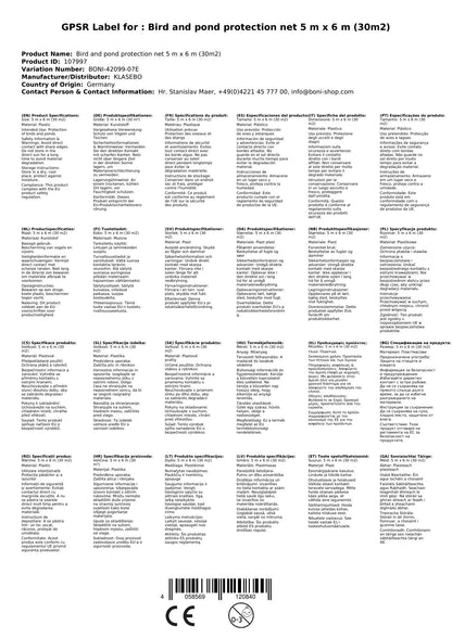 Vogel- Und Teichschutznetz 5 M X 6 M (30m²)