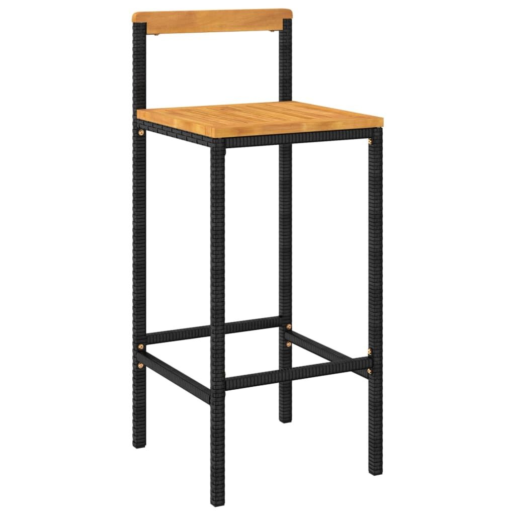 Vidaxl Mesa Bar Y Taburetes Jardín 3 Pzas Madera Acacia Ratán Pe Negro_3