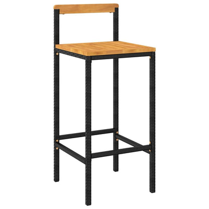 Vidaxl Mesa Bar Y Taburetes Jardín 3 Pzas Madera Acacia Ratán Pe Negro_3