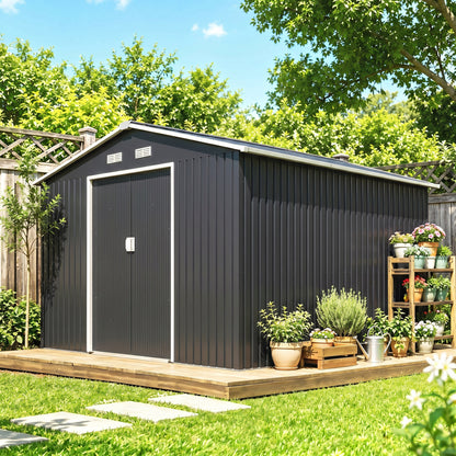 Outsunny Caseta De Jardín De Exterior 8,3 M² 277x322x192 Cm Gris_1