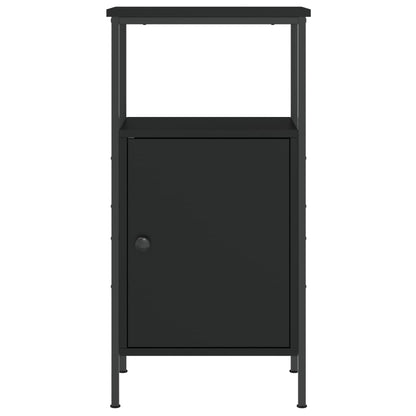 Mesita De Noche Madera De Ingeniería Negra 41x31x80 Cm_3