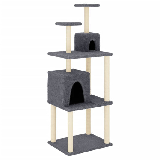 Vidaxl Rascador Para Gatos Con Postes De Sisal Gris Oscuro 167 Cm_0