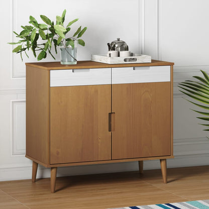 Aparador Molde Madera Maciza De Pino Marrón 90x40x80 Cm_0