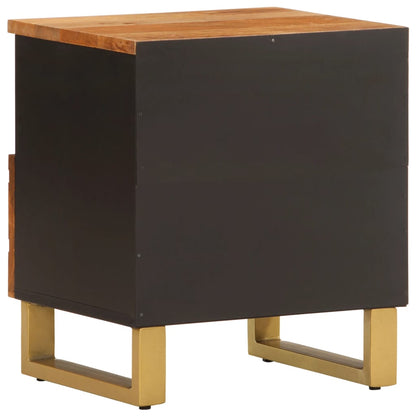 Mesitas De Noche 2 Uds Madera Maciza De Mango Marrón Y Negro_4