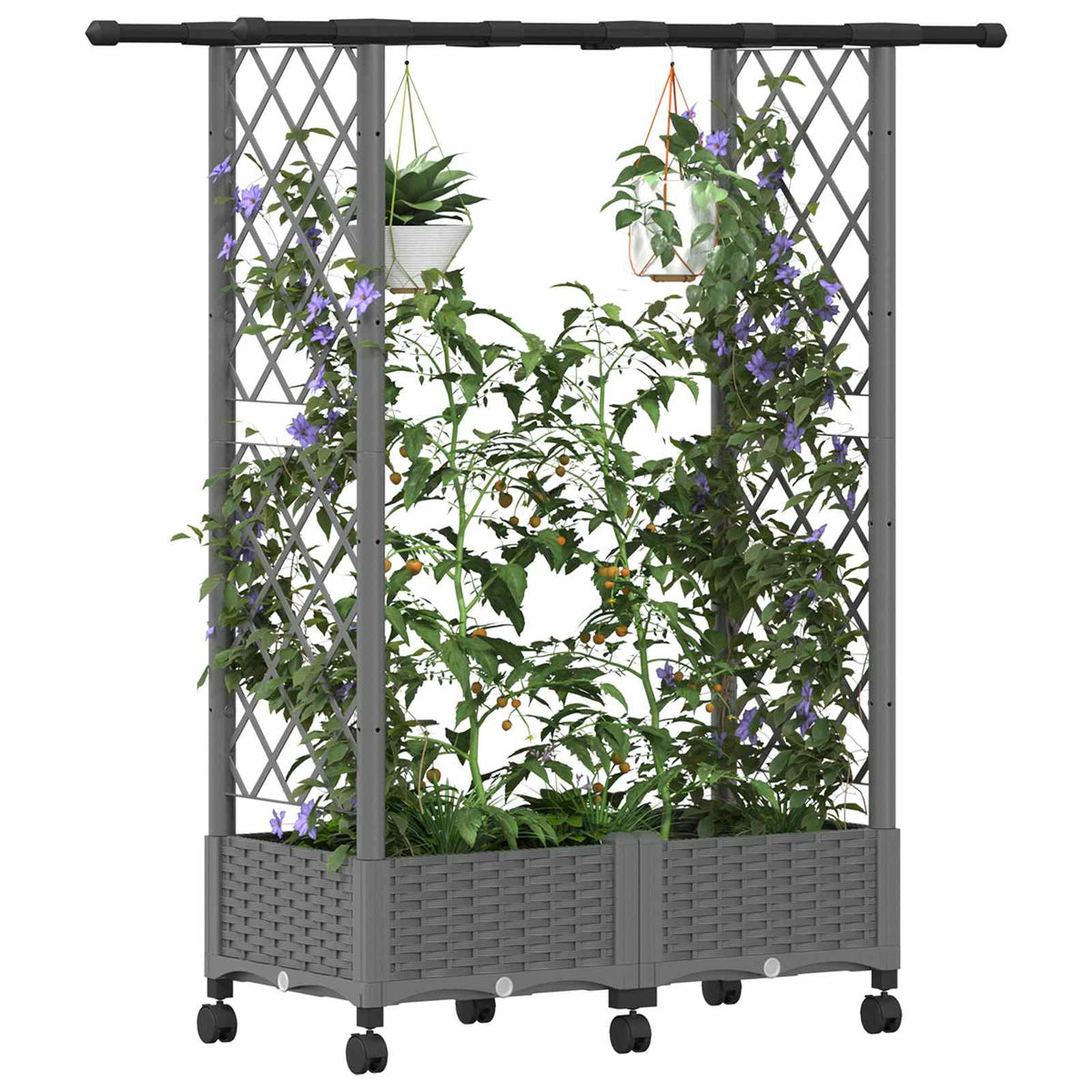 Cama Elevada Con Trellis Y Techo Gris Claro 122,5 X 40 X 127 Cm_2