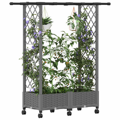 Cama Elevada Con Trellis Y Techo Gris Claro 122,5 X 40 X 127 Cm_2