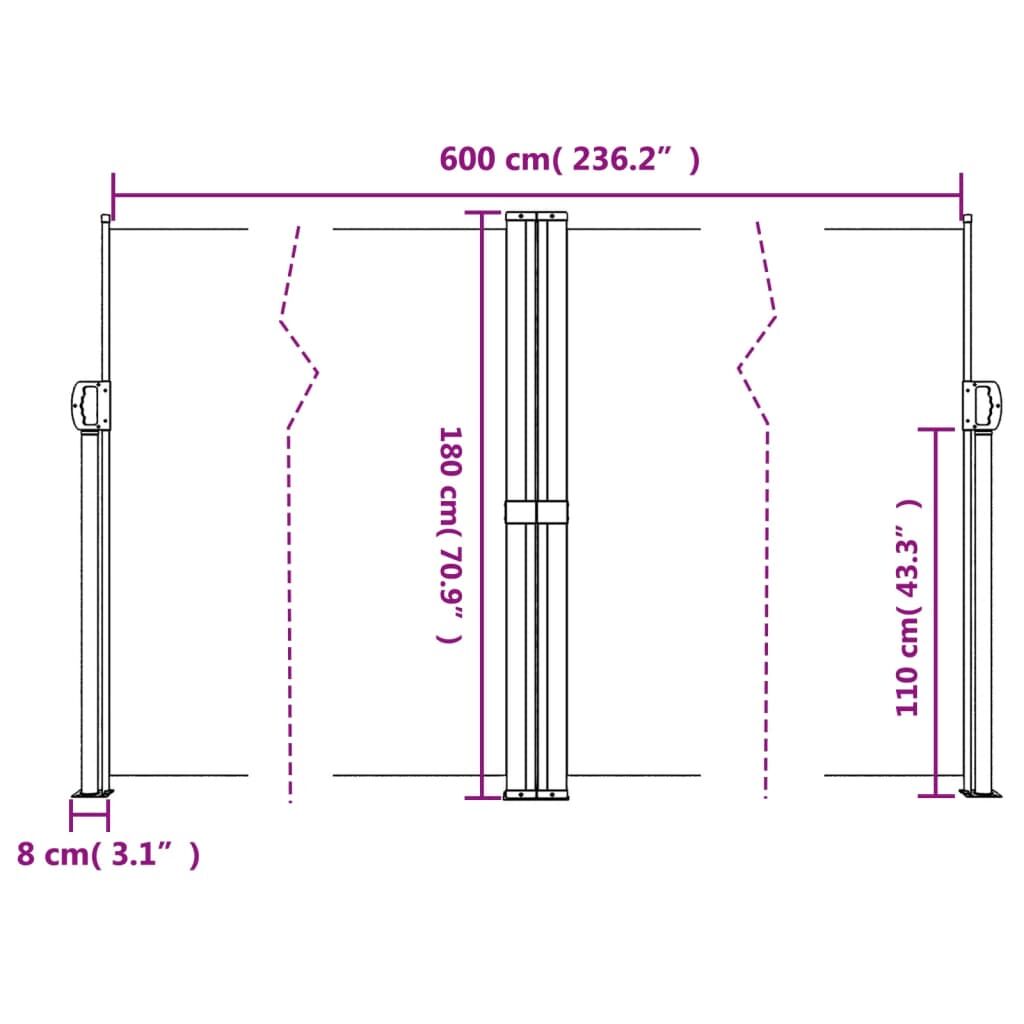 Vidaxl Toldo Lateral Retráctil Beige 180x600 Cm_2