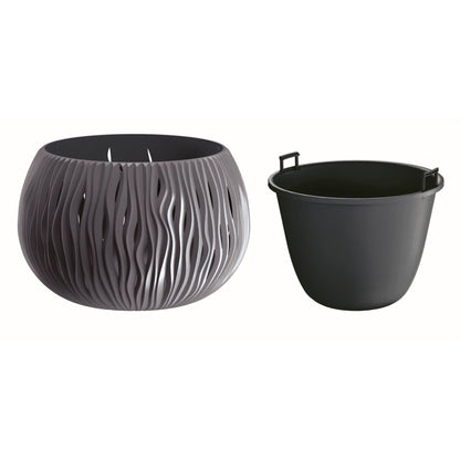 Prosperplast Bowl Sandy De Plástico Con Depósito En Color Antracita, 16,1 (alto) X 23,8 (ancho) X 23,8 (profundo) Cms