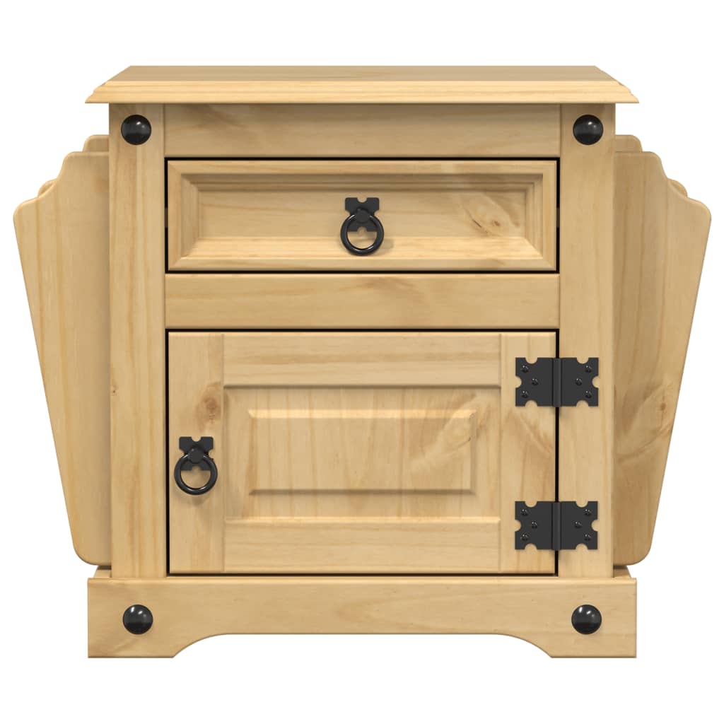 Mesita De Noche Corona Madera Maciza De Pino 45x35x47,5 Cm_2