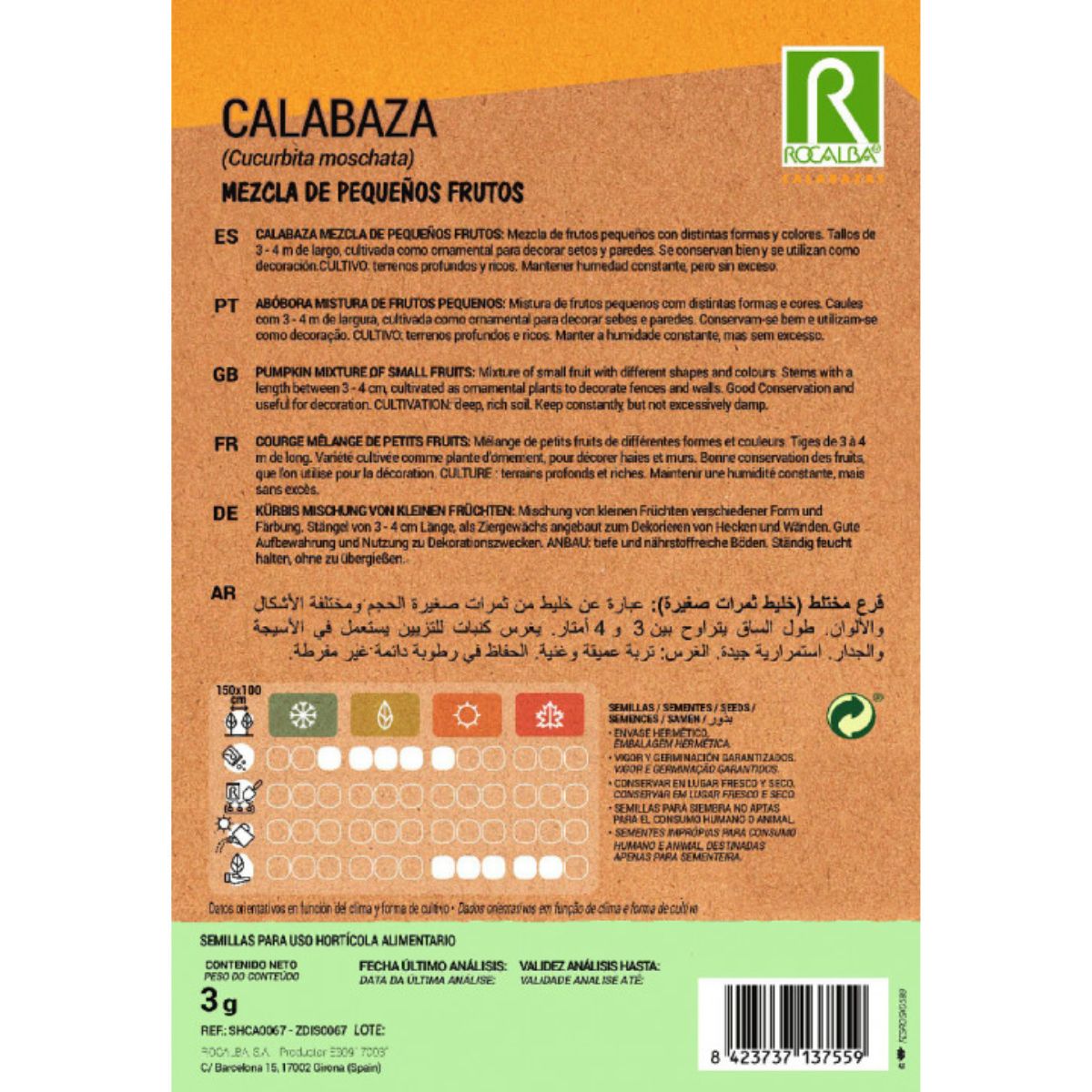 Semillas de Calabaza mezcla de pequeños frutos Rocalba