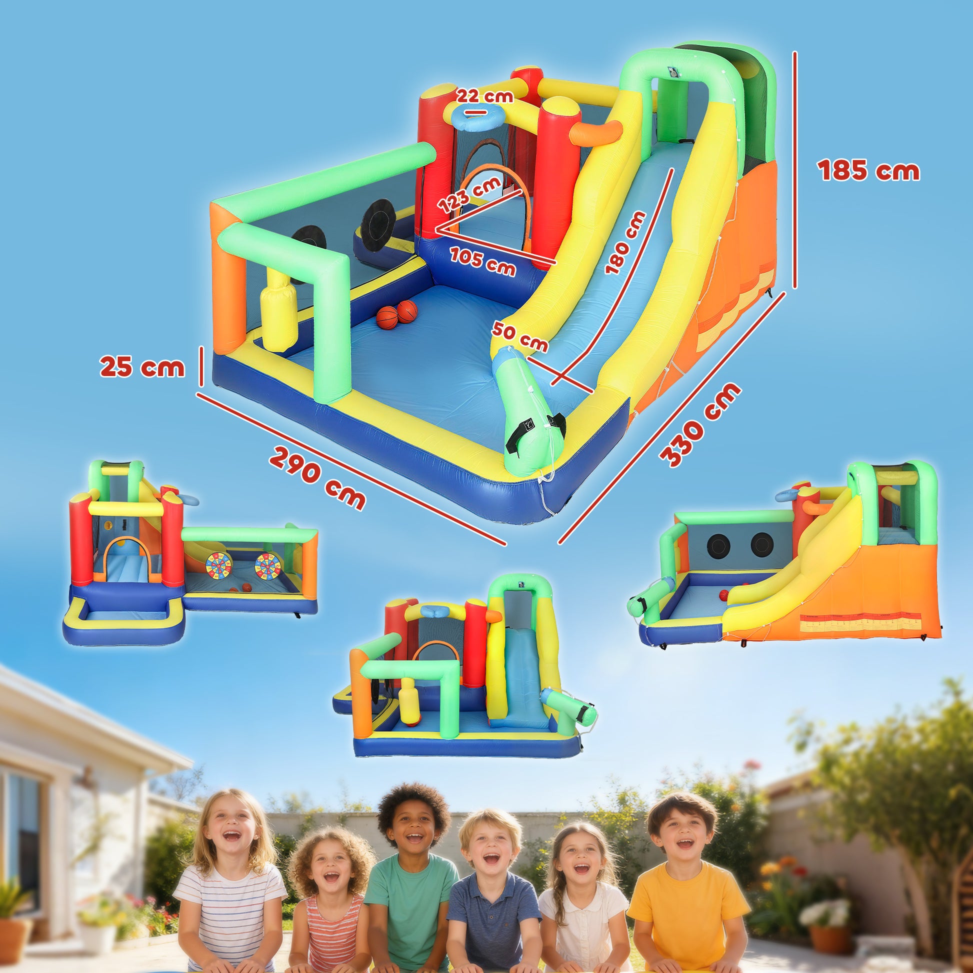 Aiyaplay Castillo Hinchable Acuático Con Soplador 550w 9 En 1 Tobogán Escalada_2