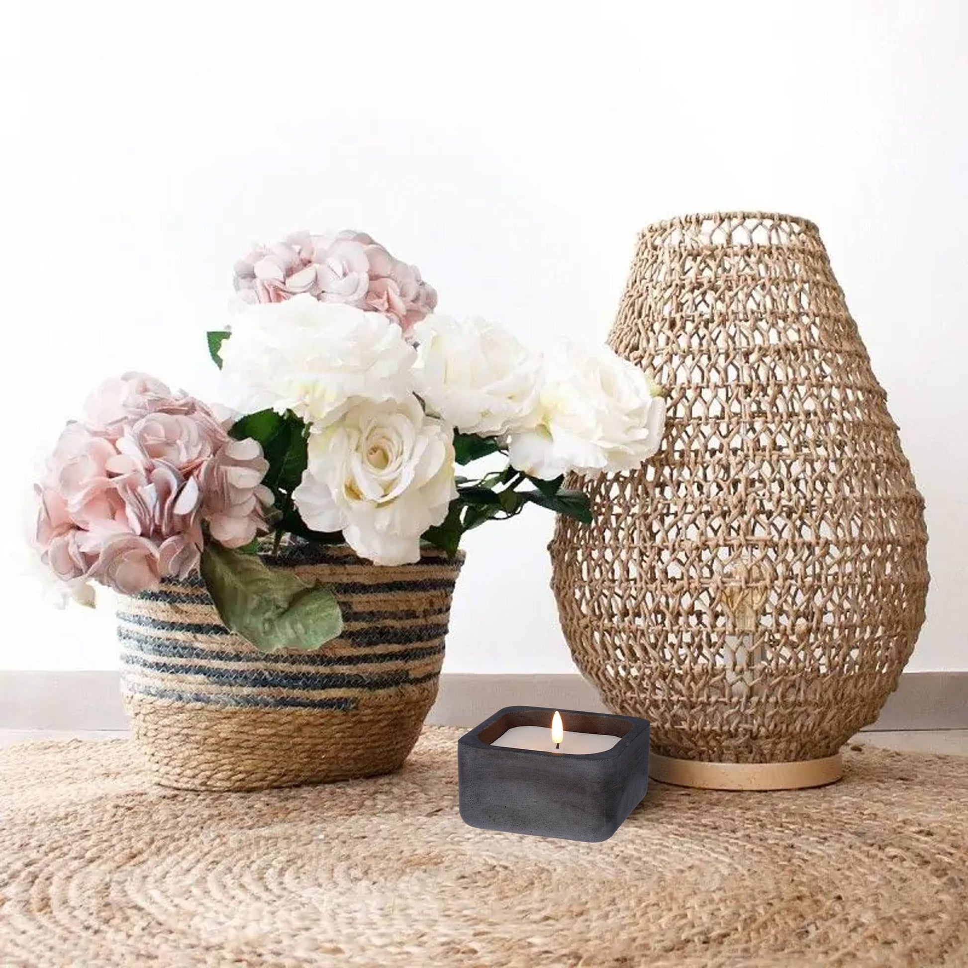 Well Home Vela Led Formato Cuadrado Color Negro 12x12x6,5cm