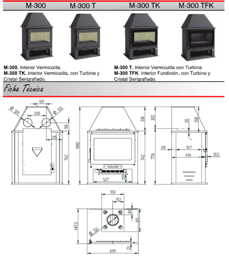 BRICOSOL Estufa de leña FM Modelo M-300 TFK Con Turbina, Interior Fundición Cristal Serigrafiado_3