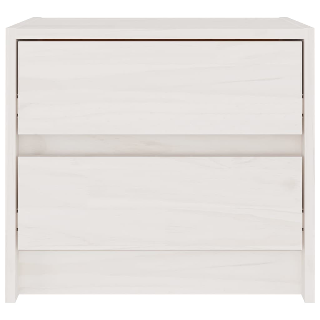 Mesita De Noche Madera Maciza De Pino Blanca 40x30,5x35,5 Cm_2