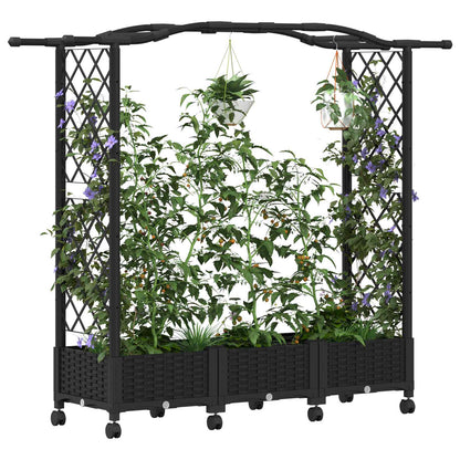 Cama Elevada Con Trellis Y Techo Negro 169 X 40 X 129 Cm Pp_2