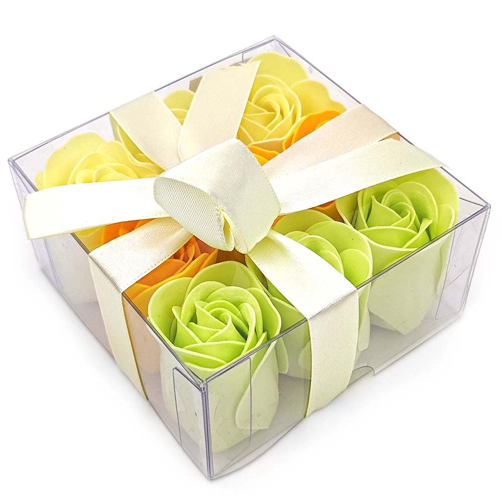 Pack 5 Cajas 9 Rosas De Jabón (amarillo) - Flores Con Pétalos De Jabón Perfumados - Regalo Original Para Días Especiales_0