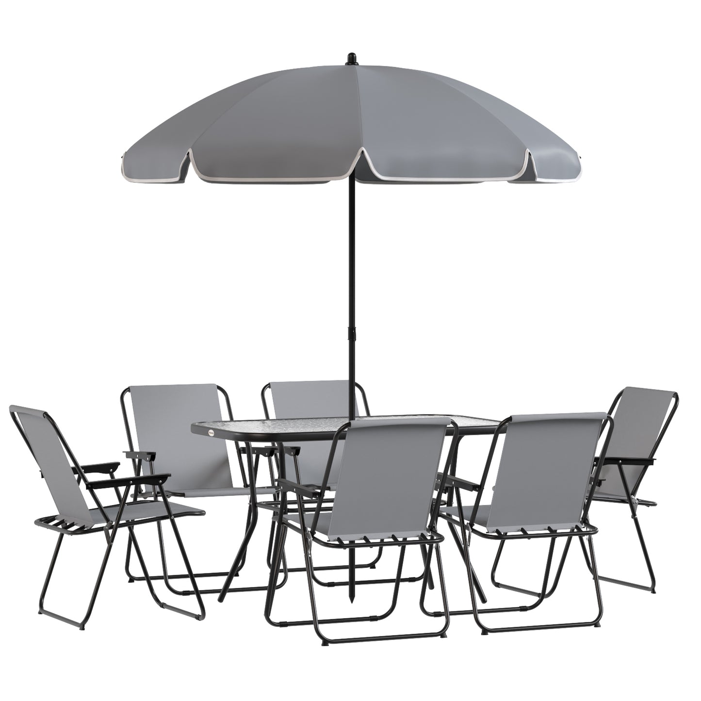 Outsunny Conjunto De Mesa Y Sillas Jardín De 8 Piezas Gris_4