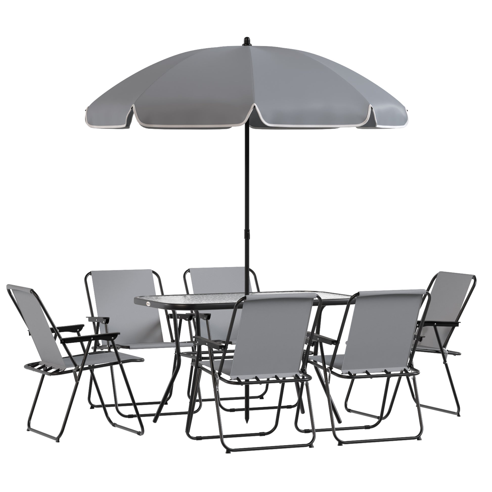 Outsunny Conjunto De Mesa Y Sillas Jardín De 8 Piezas Gris_4