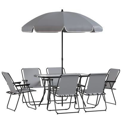 Outsunny Conjunto De Mesa Y Sillas Jardín De 8 Piezas Gris_4