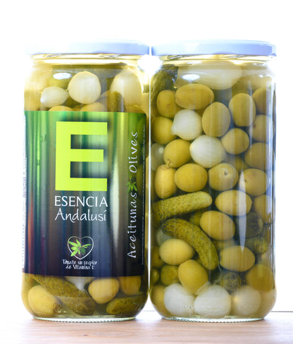 Cocktail De Aceitunas, Pepinillos Y Cebollitas Sabor A Anchoa 700gr - Producto De Jaén_0