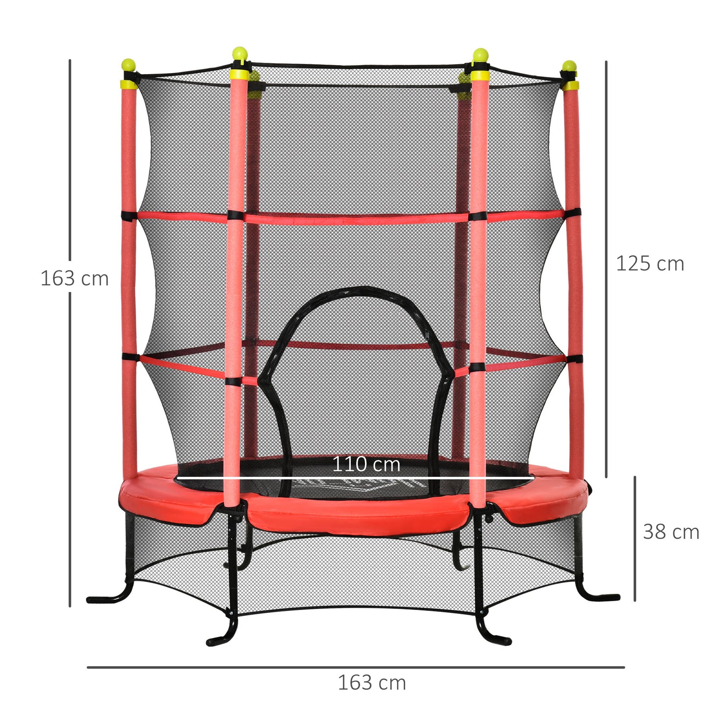 Homcom Trampolín Infantil Con Superficie De Salto Ø110 Cm Red De Seguridad Rojo_2