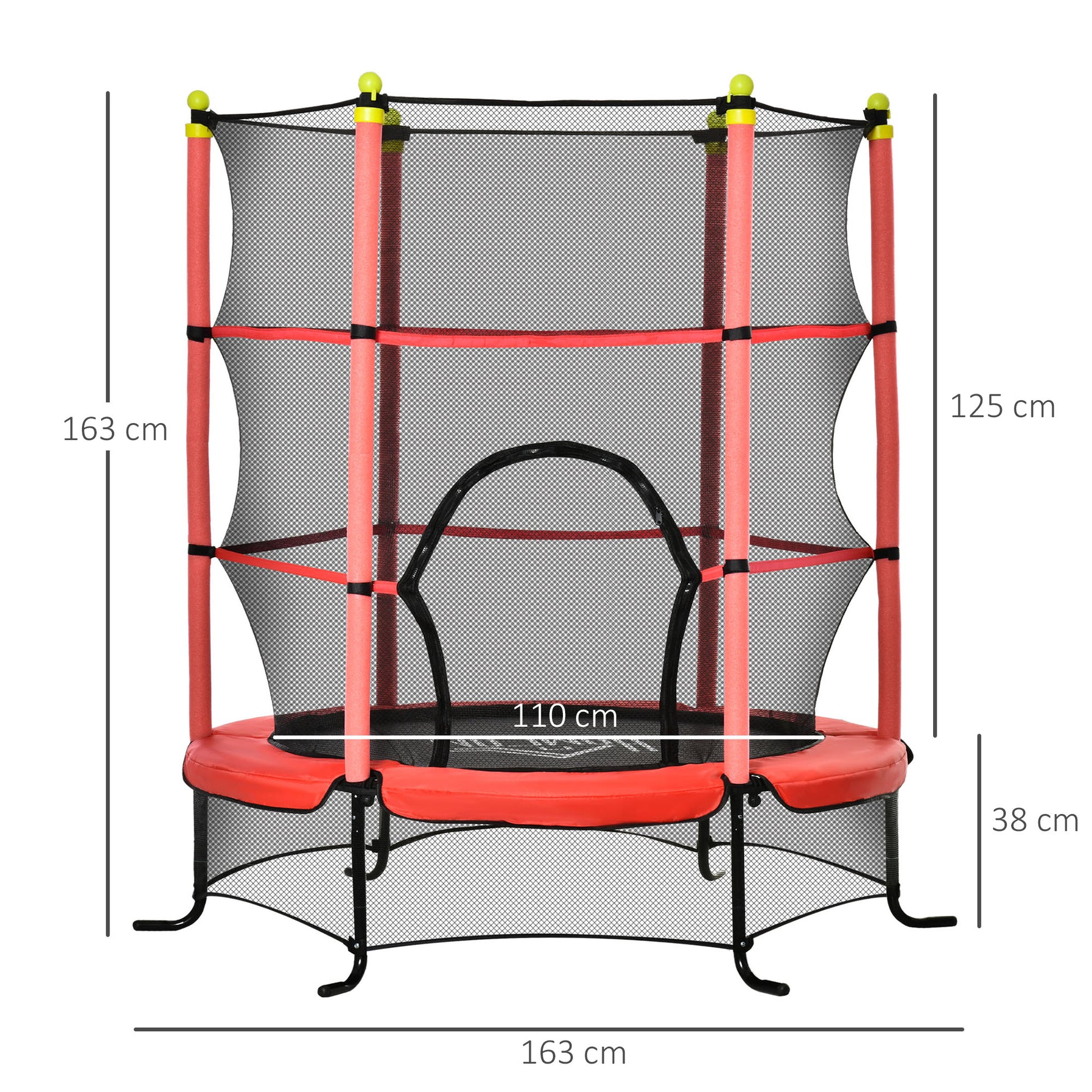 Homcom Trampolín Infantil Con Superficie De Salto Ø110 Cm Red De Seguridad Rojo_2