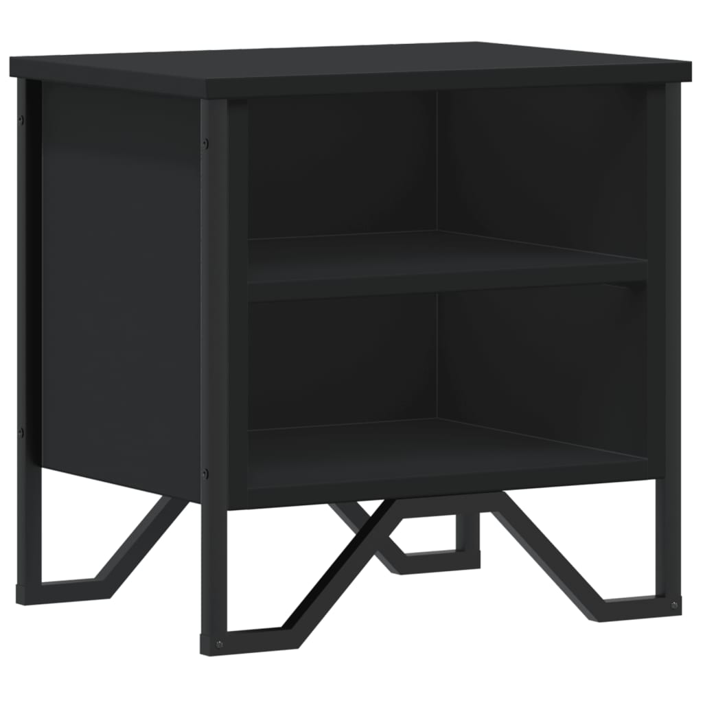 Mesita De Noche Madera De Ingeniería Negra 40x30x40 Cm_0