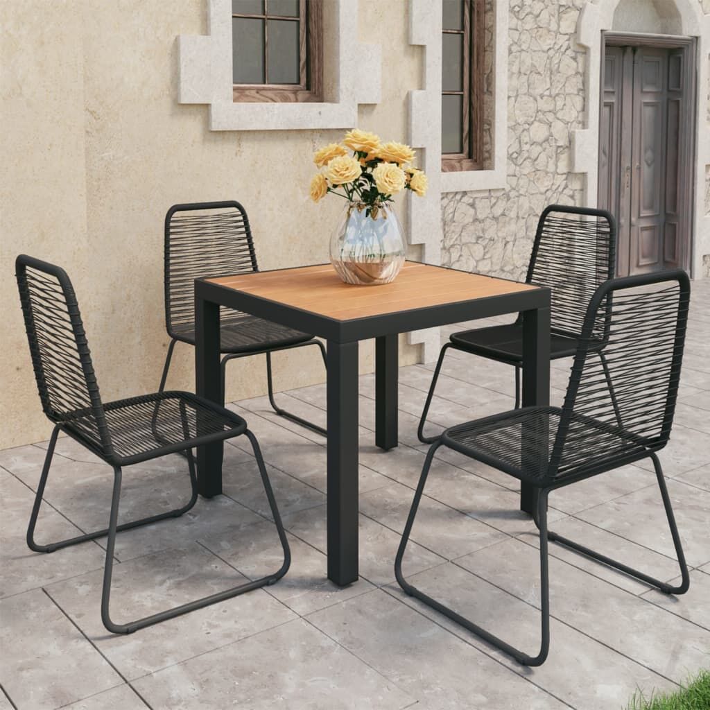 Vidaxl Set De Comedor De Jardín De 5 Piezas Pvc Ratán Negro Y Marrón_1