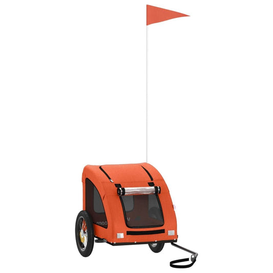 Vidaxl Remolque De Bicicleta Mascotas Hierro Tela Oxford Naranja_0