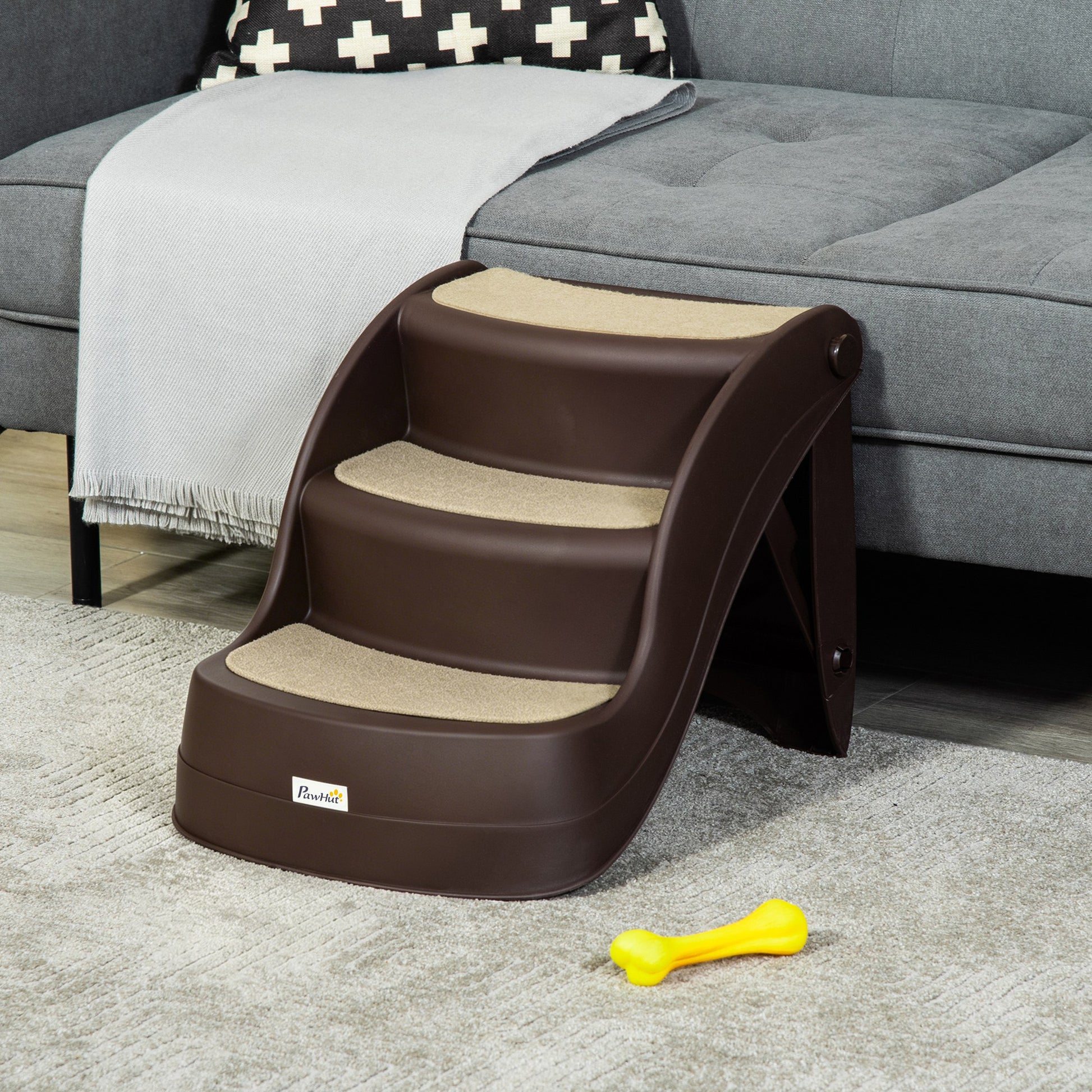 Pawhut Escalera Para Perros Plegable Con Alfombras Antideslizantes 49x38x38 Cm_1