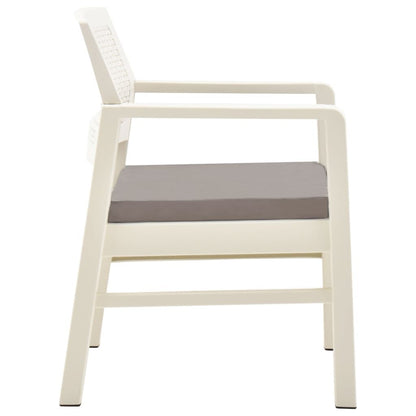 Vidaxl Juego De Muebles De Jardín 3 Piezas Plástico Blanco_3