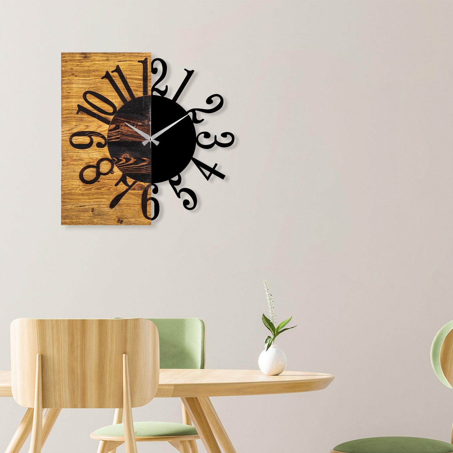 Reloj De Pared Madera mitad Y Mitad_4