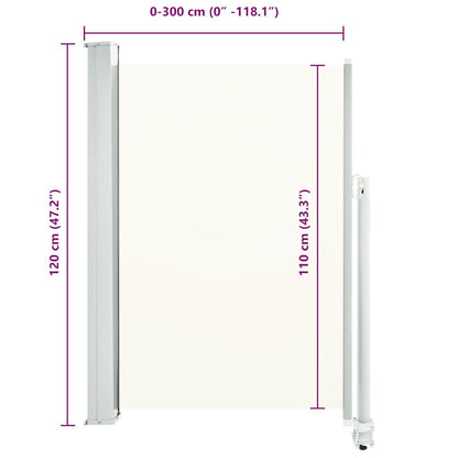 Vidaxl Toldo Lateral Retráctil Para Patio 120x300 Cm Crema_2