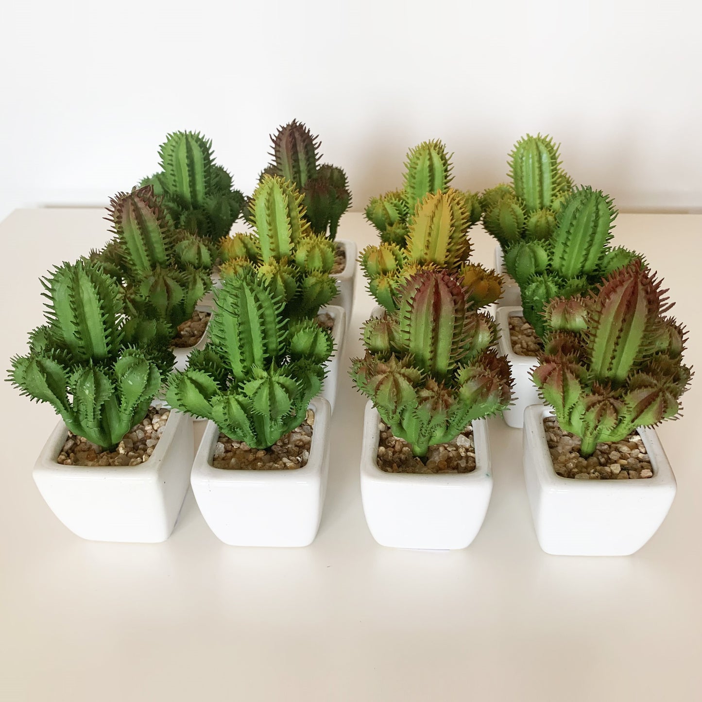 Pack 12 Cactus Cardon Surtidos Artificiales Con Maceta De Ceramica_0