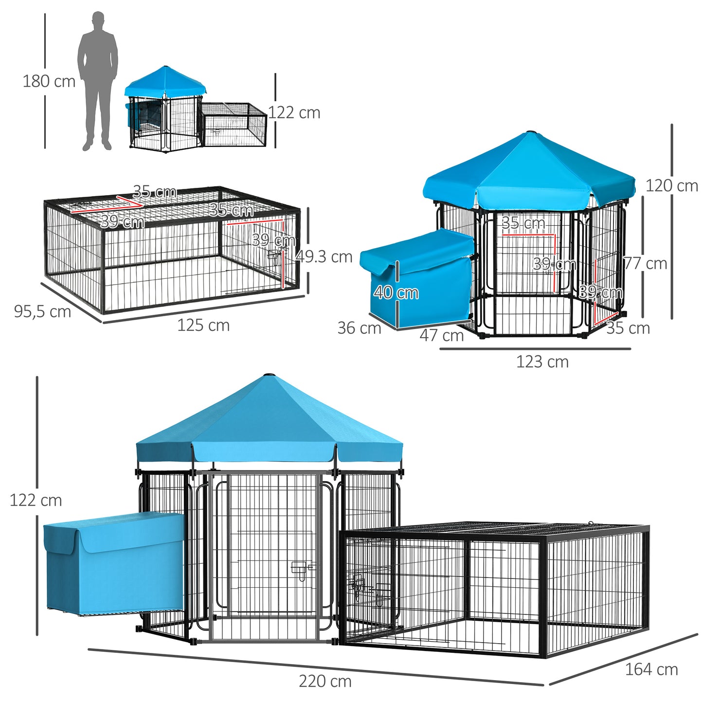 Pawhut Gallinero Para Exterior Para Gallinas Acero Con Toldo 201,5x156x120 Cm_2