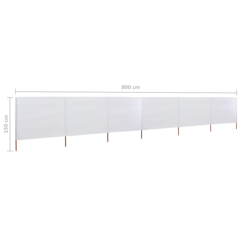 Vidaxl Paravientos De Playa De 6 Paneles Tela Blanco Arena 800x120cm_2