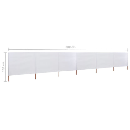 Vidaxl Paravientos De Playa De 6 Paneles Tela Blanco Arena 800x120cm_2