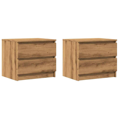 Mesitas De Noche 2 Uds Madera Ingeniería Roble 50x40x43.5 Cm_0