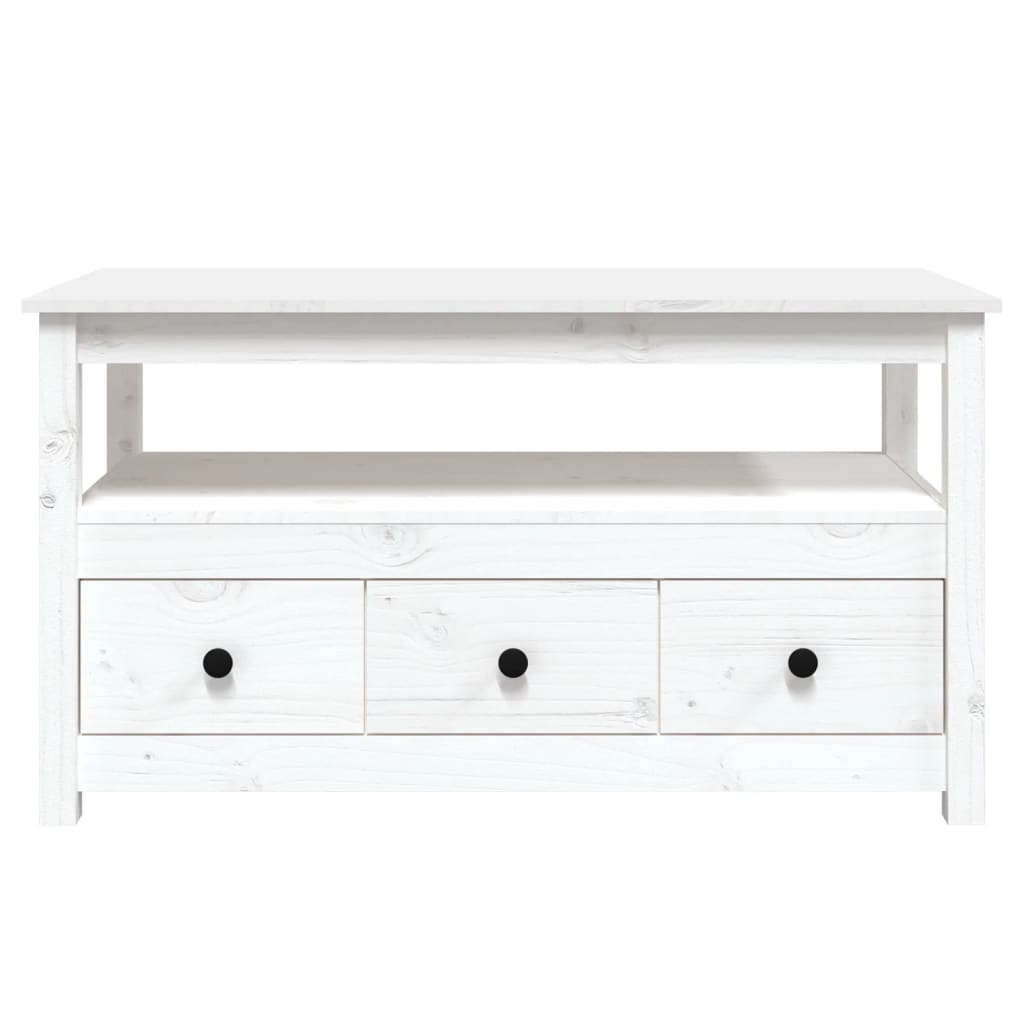 Mesa De Centro De Madera Maciza De Pino Blanco 102x49x55 Cm_4