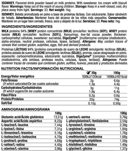 Isowhey - 1kg - Sandwich De Helado - Proteína De Aislado De Suero Isolate - Quamtrax_5