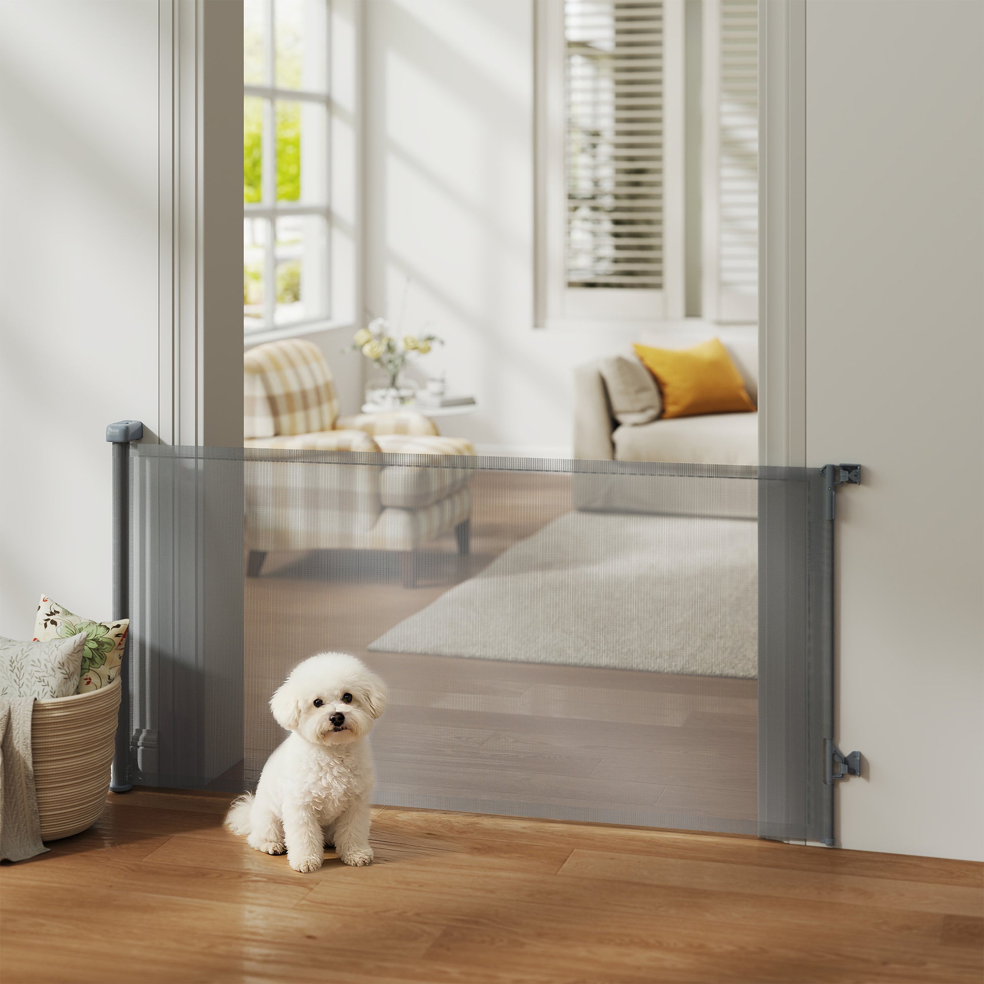 Pawhut Barrera De Seguridad Para Perros Retráctil_1