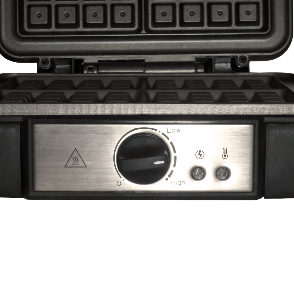 Gofrera Eléctrica Profesional, 4 Gofres Belgas Gruesos, Antiadherente, Regulador Temperatura Mpm Mpm-mgo-36 Negro/plata