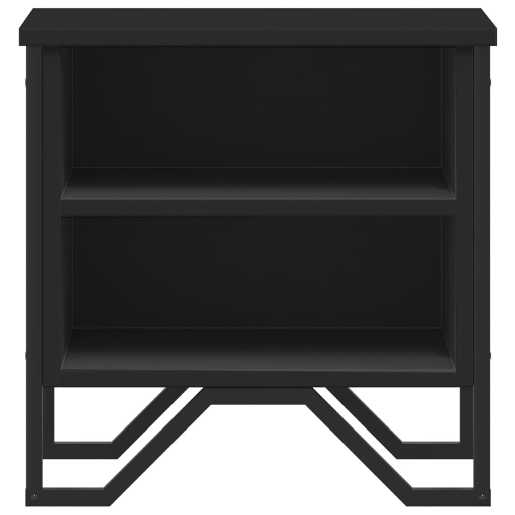Mesita De Noche Madera De Ingeniería Negra 40x30x40 Cm_3