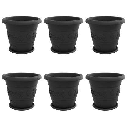 Macetas 6 Pcs Negro Ø 39 X 32 Cm Plástico_0