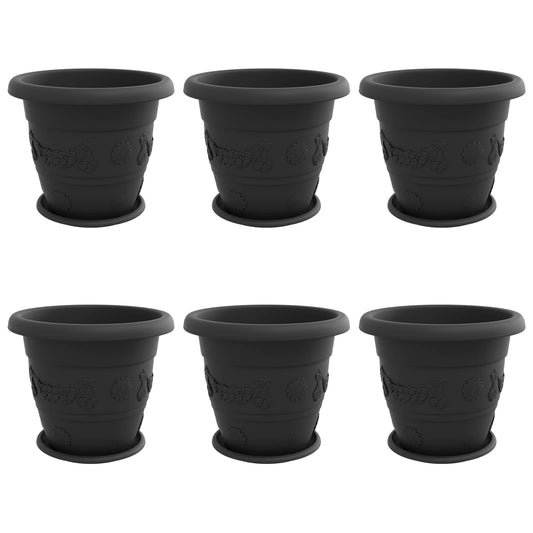 Macetas 6 Uds. Negro Ø 39 X 32 Cm Plástico_0