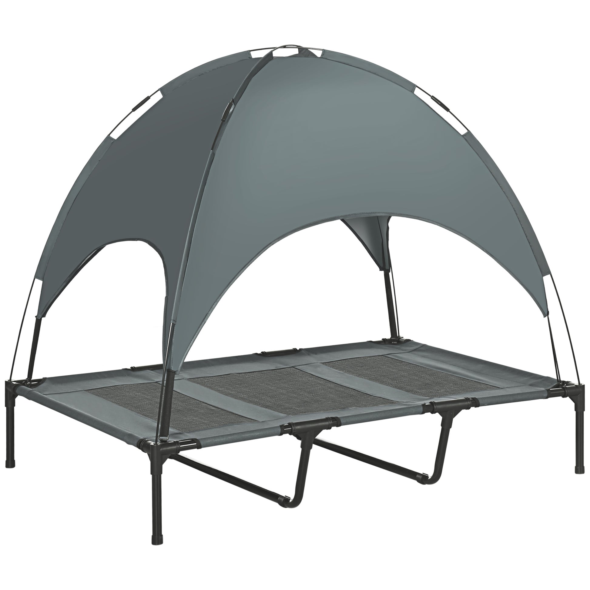 Pawhut Cama Elevada Para Mascotas Portátil Con Toldo Extraíble Exterior_0