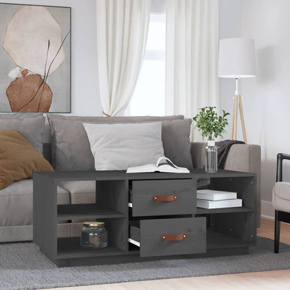 Mesa De Centro De Madera Maciza De Pino Gris 100x50x41 Cm_1