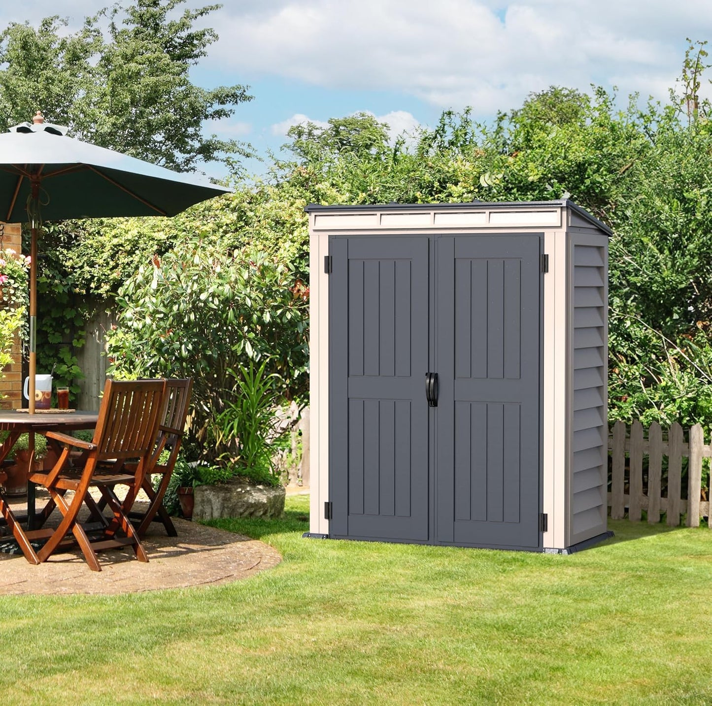 Duramax - Caseta Jardín - Yardmate Pent Plus 5x3 - Pvc - Gris Claro Y Oscuro_1