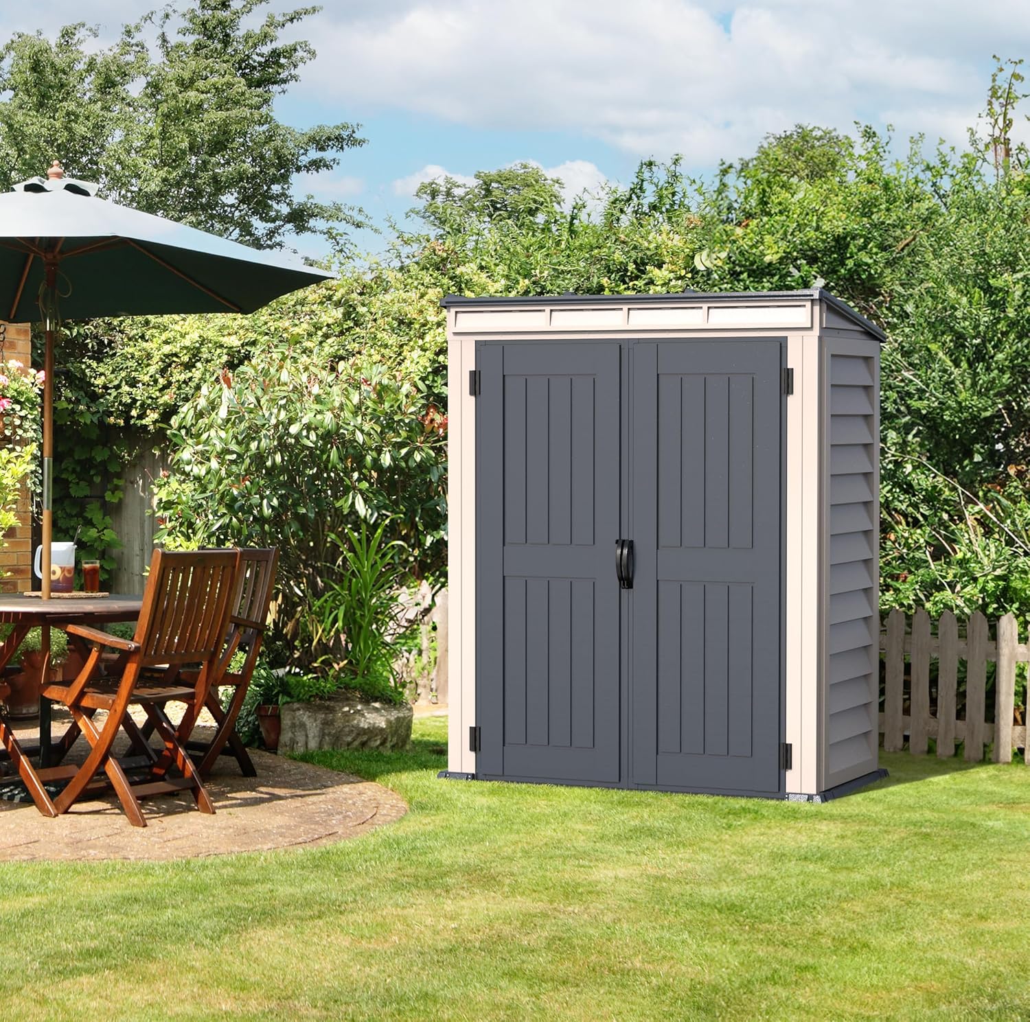Duramax - Caseta Jardín - Yardmate Pent Plus 5x3 - Pvc - Gris Claro Y Oscuro_1